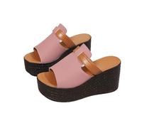 Sandali da donna anatomici, con zeppa, morbidi ed eleganti, con tacco aperto, punta aperta, sandali da giardino, infradito, Colore: rosa., 43 EU