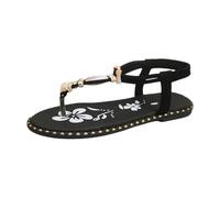 Sandali da donna Bohe piattaforma piatta regolabile Open Toe Sliders estivi Lady Slip On Cinturino alla caviglia Casual Beach Infradito Traspirante Floreale Leggero Zoccoli Scarpe, Nero , 5 UK