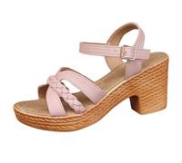 Sandali da donna boho piatti, con punta aperta, sandali estivi da spiaggia con nodi, sandali per il tempo libero, eleganti sandali da donna, scarpe estive con tacco piatto, Colore: rosa., 40 EU