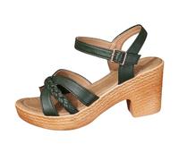 Sandali da donna boho piatti, con punta aperta, sandali estivi da spiaggia con nodi, sandali per il tempo libero, eleganti sandali da donna, scarpe estive con tacco piatto, verde militare, 37 EU