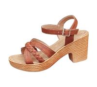 Sandali da donna boho piatti, con punta aperta, sandali estivi da spiaggia con nodi, sandali per il tempo libero, eleganti sandali da donna, scarpe estive con tacco piatto, marrone, 38 EU