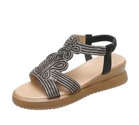 Sandali da donna casual con fondo elastico pendenza scarpe romane moda estiva sandali da donna e ciabatte, Nero , 39.5 EU