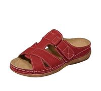 Sandali da donna casual con zeppa traforata retrò sandali aperti punta comoda per tutti i giorni estivi vacanze spiaggia calzature leggere, Rosso, 36.5 EU