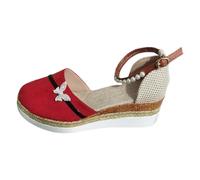 Sandali da donna casual taglia 5 UK Side Hollow Belt Buckle Flat Bottom Roman Shoes Sandali estivi da donna Moda 2025, Rosso, 5.5 UK 3X-Narrow