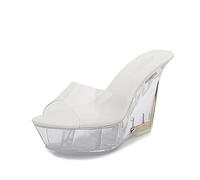 Sandali da Donna Che Si Illuminano al Buio - Comode Infradito con Piattaforma da 4 Pollici per Cocktail Party, Matrimoni,Rosso,36 EU