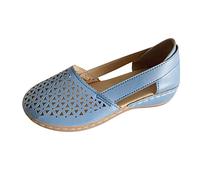 Sandali da donna chiusi, da donna, leggeri, piatti, antiscivolo, alla moda, resistenti all'usura, traspiranti, con plateau, Celeste., 36 EU