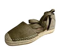 Sandali da donna classici in pelle scamosciata, suola morbida, tinta unita, antiscivolo, con cinturino per tutti i giorni, shopping, vacanze, spiaggia, passeggiate, campeggio, viaggi, Verde militare
