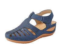 Sandali da donna, comodi, cavi, alla caviglia, alla moda, comodi, con suola morbida, sandali rotondi da donna, comodi zeppe per le donne, Marina Militare, 40.5 EU