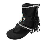 Sandali da donna comodi estivi con punta aperta, sandali piatti bohémien, ortopedici, traspiranti, piatti, sportivi, casual, cavigliere, elastici, intrecciati, Nero , 41 EU