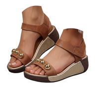 Sandali da donna, comodi, estivi, con zeppa spessa, suola spessa, stile casual, retrò, minimalista, antiscivolo, ammortizzante, resistenti, versatili, giovani, eleganti, marrone, 43 EU