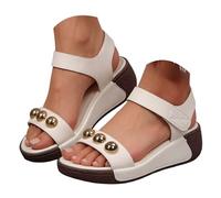 Sandali da donna, comodi, estivi, con zeppa spessa, suola spessa, stile casual, retrò, minimalista, antiscivolo, ammortizzante, resistenti, versatili, giovani, eleganti, bianco, 43 EU