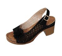 Sandali da donna comodi ortopedici - scarpe da donna con tacco a blocco, sandali a forma di fiore elegante nudo piedi grandi dimensioni ciabatte alla moda scarpe traspiranti Claquette aperta nuda