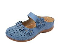 Sandali da donna comodi taglia 9 scava fuori pantofole punta rotonda, Blu, 39 EU