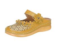Sandali da donna comodi taglia 9 scava fuori pantofole punta rotonda, Giallo, 37.5 EU