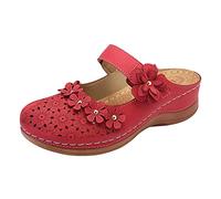 Sandali da donna comodi taglia 9 scava fuori pantofole punta rotonda, Rosso, 40 EU