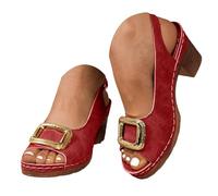 Sandali da donna, comodi, traspiranti, per escursionismo, casual, spessi, ideali per primavera ed estate, leggeri antiscivolo, per passeggiate quotidiane e piene di A, rosso, 40.5 EU