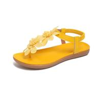 Sandali da donna con applicazioni floreali, suola antiscivolo, comodi ed eleganti, infradito infradito da spiaggia, per vacanze, vita quotidiana, lavoro e passeggiate, giallo., 41 EU