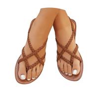 Sandali da donna con cinturino incrociato, pantofole aperte con cinturino elastico, sandali da escursionismo, antiscivolo, infradito da spiaggia, leggere, ciabatte piatte da donna, Colore: marrone