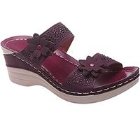 Sandali da Donna con correzione Floreale in Pelle con Punta ad Anello Pantofole Casual con Alluce valgo Sandali da Spiaggia Casual Estivi Infradito con Tacco Piatto, Viola, US9/EU41