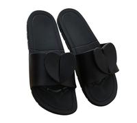 Sandali da donna con design a cuore 3D, pantofole piatte casual aperte in punta aperta, scarpe estive da indossare per interni ed esterni, Nero , 37 EU