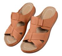 Sandali da donna con dettagli ritagliati e comodi slip on calzature, Marrone, 39.5 EU | Sandali casual da donna con dettaglio ritagliato, comodi sandali senza lacci, scarpe aperte per passeggiate estive quotidiane