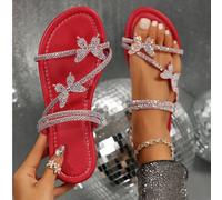 Sandali da donna con fibbie colorate, strass e fiocco, adatti per casual, feste, banchetti, business, estive/autunnali EUR35,EUR36,EUR37,EUR38,EUR39,EUR40,EUR41,EUR42,EUR43,EUR44Colore unicovetro