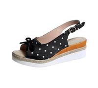 Sandali da donna con plateau, alla moda, a pois, sexy, con punta aperta, sandali con zeppa e fiocco, belle scarpe aperte sul retro, scarpe estive senza lacci, comode da camminare, antiscivolo, scarpe