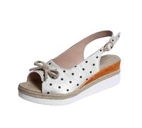Sandali da donna con plateau, alla moda, a pois, sexy, con punta aperta, sandali con zeppa e fiocco, belle scarpe aperte sul retro, scarpe estive senza lacci, comode da camminare, antiscivolo, scarpe