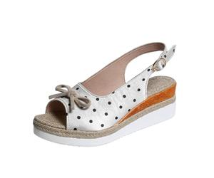 Sandali da donna con plateau, alla moda, a pois, sexy, con punta aperta, sandali con zeppa e fiocco, belle scarpe aperte sul retro, scarpe estive senza lacci, comode da camminare, antiscivolo, scarpe