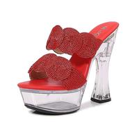 Sandali da Donna con Plateau Che Si Illuminano al Buio - Scarpe da Ufficio per invitati a Matrimoni e Feste,Rosso,38 EU