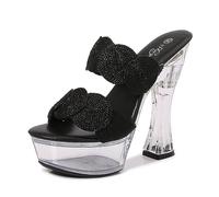 Sandali da Donna con Plateau Che Si Illuminano al Buio - Scarpe da Ufficio per invitati a Matrimoni e Feste,Nero,35 EU