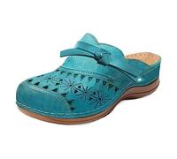 Sandali da donna con plateau chiusi con zeppa, traspiranti, in rete perforata, larghi, da spiaggia, da spiaggia, Celeste., 40 EU