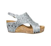 Sandali da donna con plateau e plateau, con punta aperta, sandali da spiaggia, estivi, per il tempo libero, da donna, con brillantini, per attività all'aria aperta, per il bagno, argento, 40 EU