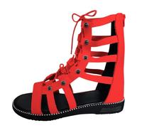 Sandali da donna con plateau e plateau, da donna, estivi, comodi, traspiranti, da spiaggia, sandali con cinghia, sandali da trekking, sandali con lacci, eleganti per il tempo libero, Colore: rosso, 35
