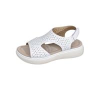 Sandali da donna con plateau e punta aperta, piatti, ortopedici, traspiranti, in maglia, estivi, con cinturino alla caviglia, sandali traforati alla moda casual, bianco, 6.5 UK 3X-Narrow