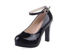 Sandali da donna con plateau e tacco alto con tacco a blocco, punta rotonda, cinturino alla caviglia, eleganti scarpe da sera da donna, comode scarpe da matrimonio con suola antiscivolo, versatili da