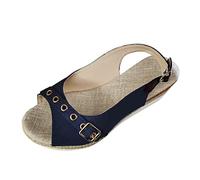 Sandali da donna con plateau estivi, con zeppa, spessi, con plateau e plateau, Blu, 37 EU