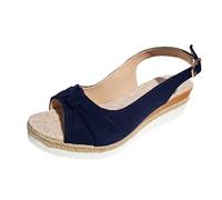 Sandali da donna con plateau, sandali da donna, zeppa, estivi, comodi, a bocca di pesce, resistenti all'usura, antiscivolo, da donna, con punta aperta, eleganti scarpe da sera, Blu, 38 EU