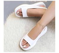 Sandali da Donna con Plateau, Sandali Estivi da Donna, Scarpe Traspiranti con Cinturino alla Caviglia, Sandali Casual Antiscivolo Traspiranti da Donna Scarpe Estive,Bianca,US6/EU37