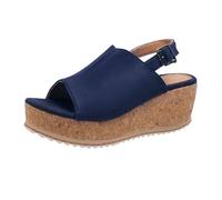 Sandali da donna con plateau taglie forti con punta rotonda, fibbia semplice e design casual, scarpe alte da donna nere, Blu marino, 41 EU