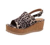 Sandali da donna con plateau taglie forti con punta rotonda, fibbia semplice e design casual, scarpe alte da donna nere, cachi, 37 EU