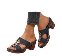 Sandali da donna con punta aperta con zeppa e piattaforma Pantofole Boemia Ortopediche estive comode da donna, sandali ortopedici, pantofole antiscivolo traspiranti Boemia punta aperta ortopedica, blu