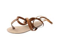 Sandali da donna con punta aperta, estivi, con cinturino a punta aperta e cinturino a vento romano, sandali piatti di grandi dimensioni, Oro, 41 EU