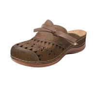 Sandali da donna con punta chiusa, casual, senza lacci, estivi | Sandali da donna con punta chiusa, design scavato fuori per gite casual del fine settimana, comode scarpe da infilare per