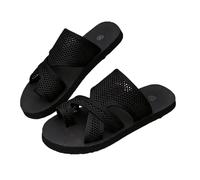 Sandali da donna con punta piatta, ciabatte da spiaggia da donna, con tomaia in rete traspirante, morbide e confortevoli, con suola antiscivolo, leggere, larghe, pantofole da casa per esterni, Nero