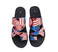 Sandali da donna con punta piatta, sandali da spiaggia da donna, traspiranti, con bandiera americana, stampa bandiera americana, leggeri, larghi, morbidi e confortevoli, scarpe da esterno, Colorato