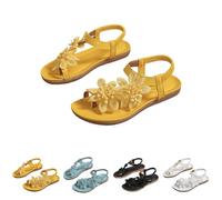 Sandali da donna con punta piatta, sandali floreali da donna, scarpe con cinturino elastico posteriore a punta aperta, sandali casual slip-on per passeggiate in giardino, giornate di picnic, gite