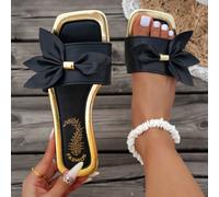 Sandali da donna con punta quadrata piatta, decorazione con fiocco, leggeri e confortevoli, mix and match, slip-on, ciabatte casual da spiaggia per vacanze CN36,CN37,CN38,CN39,CN40,CN41,CN42,CN43Anima