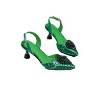 Sandali da donna con set di mattoncini color pesca con tacco alto a forma di cuore, scarpe da donna a punta per banchetti nuziali, EN8, 41 EU