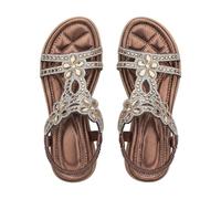 Sandali da donna con strass e brillantini, traspiranti, peep toe da spiaggia, comodi, casual, leggeri, per attività all'aperto, antiscivolo, da trekking, per il tempo libero, marrone, 37 EU